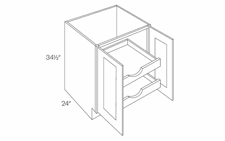 Luxor White B33-FH-POS2: Full Height 2 Door Base Cabinet W/2 POS: Assembled Kitchen Cabinets