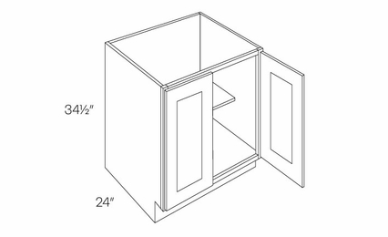 Luxor White B36-FH: Full Height 2 Door Base Cabinet: Assembled Kitchen Cabinets