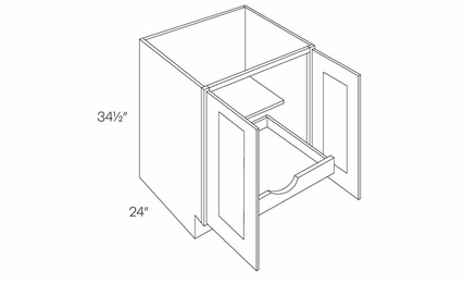 Luxor White B36-FH-POS1: Full Height 2 Door Base Cabinet W/1 POS: Assembled Kitchen Cabinets