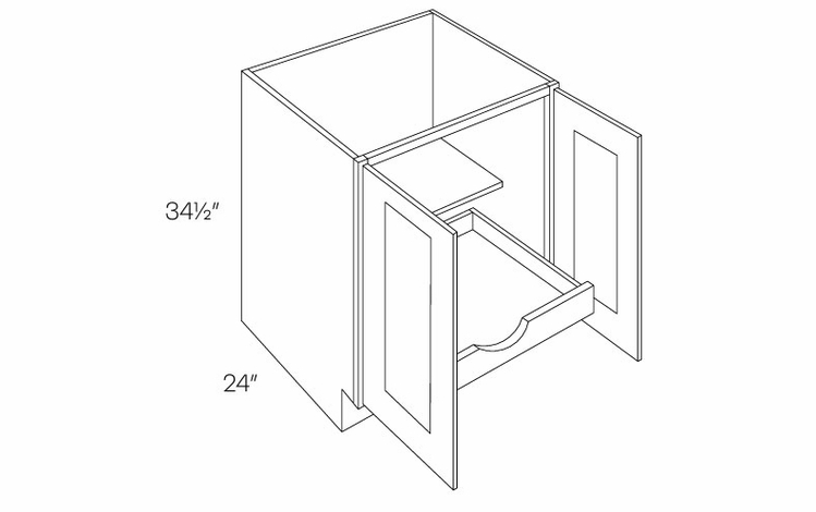 Luxor White B39-FH-POS1: Full Height 2 Door Base Cabinet W/1 POS: Assembled Kitchen Cabinets