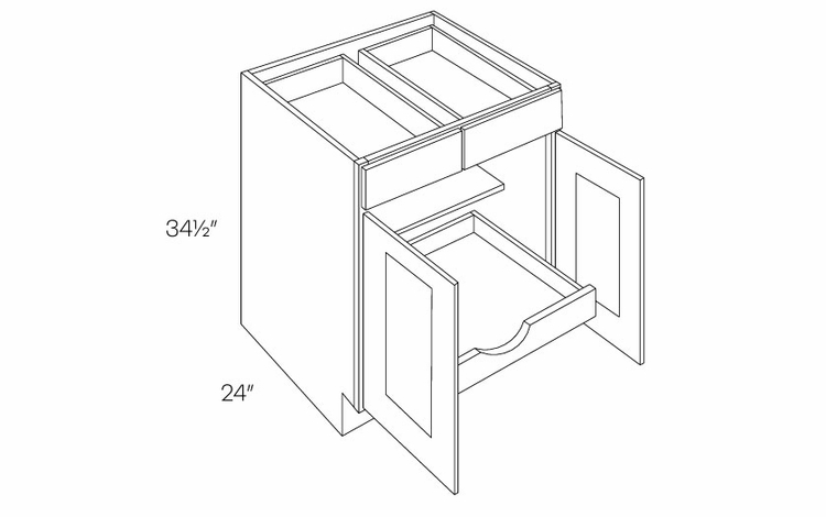Luxor White B39-POS1: 2 Drawer 2 Door Base Cabinet W/1 POS: Assembled Kitchen Cabinets