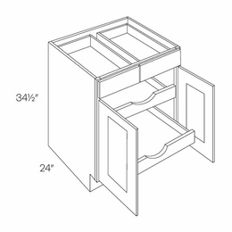 Luxor White B39-POS2: 2 Drawer 2 Door Base Cabinet W/2 POS: Assembled Kitchen Cabinets