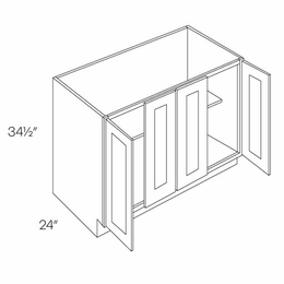 Luxor White B48-FH: Full Height 4 Door Base Cabinet: Assembled Kitchen Cabinets