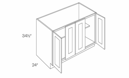 Luxor White B48-FH: Full Height 4 Door Base Cabinet: Assembled Kitchen Cabinets