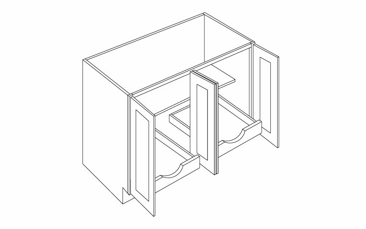 Luxor White B48-FH-POS2: Full Height 4 Door Base Cabinet W/2 POS: Assembled Kitchen Cabinets