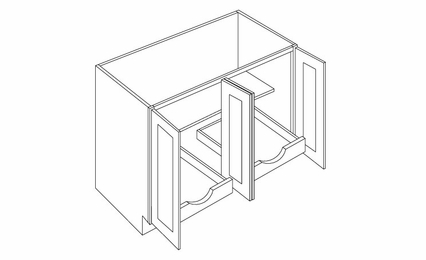 Luxor White B48-FH-POS2: Full Height 4 Door Base Cabinet W/2 POS: Assembled Kitchen Cabinets