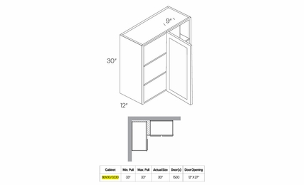 Luxor White BLW30/3330: 30" High Blind Wall Cabinet: Assembled Kitchen Cabinets