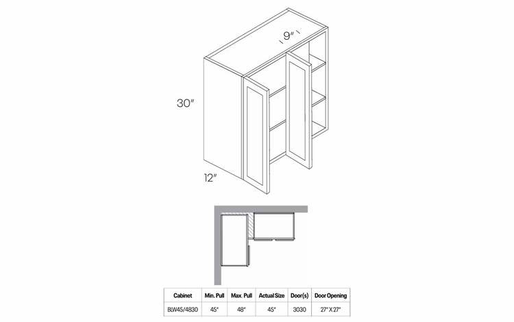 Luxor White BLW45/4830: 30" High Blind Wall Cabinet: Assembled Kitchen Cabinets