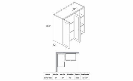 Luxor White BLW45/4830: 30" High Blind Wall Cabinet: Assembled Kitchen Cabinets