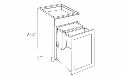 Luxor White BWBK18 (2-B): Waste Basket Cabinet: Assembled Kitchen Cabinets