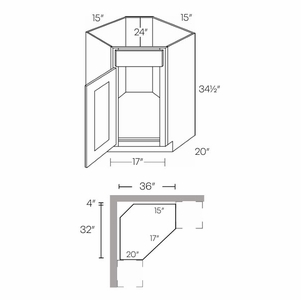 Diagonal Corner Sink Base Cabinets schemantics image