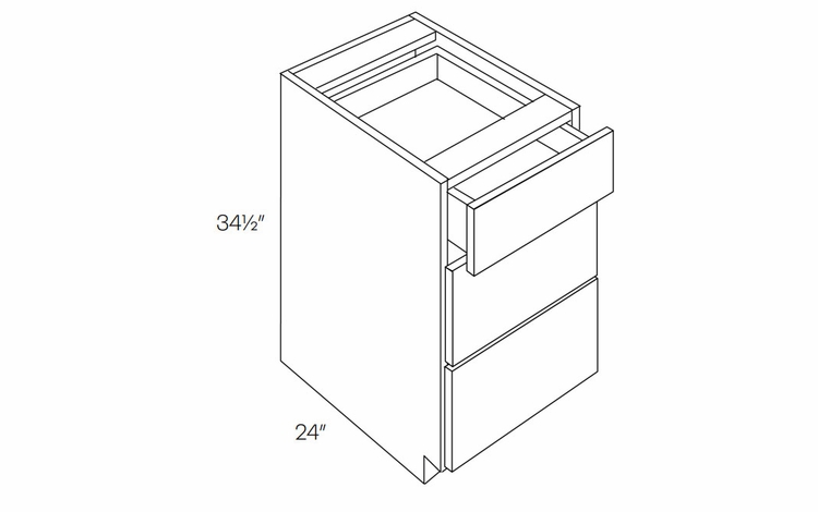 Luxor White DB18: 3 Drawer Base Cabinet: Assembled Kitchen Cabinets