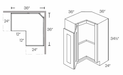 Luxor White ER36L: Left Easy Reach Corner Base Cabinet: Assembled Kitchen Cabinets
