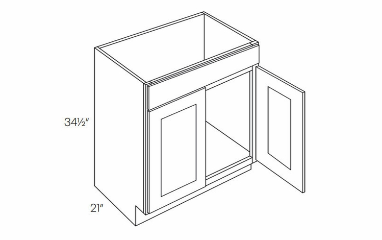 Luxor White V36: 2 Door Vanity Sink Base Cabinet: Assembled Kitchen Cabinets