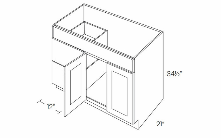 Luxor White V42DL: Left 2 Door 2 Drawer Vanity Sink Base Cabinet: Assembled Kitchen Cabinets