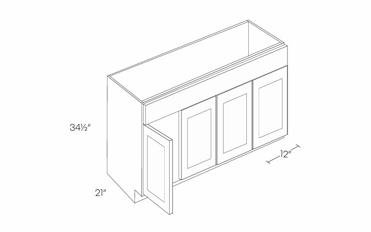 Luxor White V48: 4 Door Vanity Sink Base Cabinet: Assembled Kitchen Cabinets