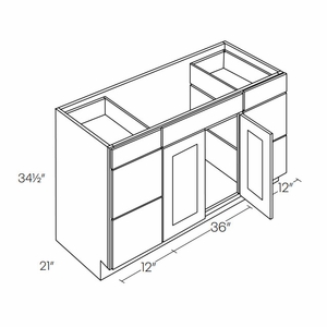2 Door 6 Drawer Vanity Sink Base Cabinets schemantics image