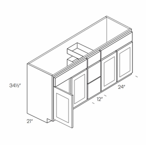4 Door 3 Drawer Vanity Sink Base Cabinets schemantics image