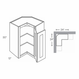 Luxor White WSQ2430: 30" High Corner Wall Cabinet: Assembled Kitchen Cabinets