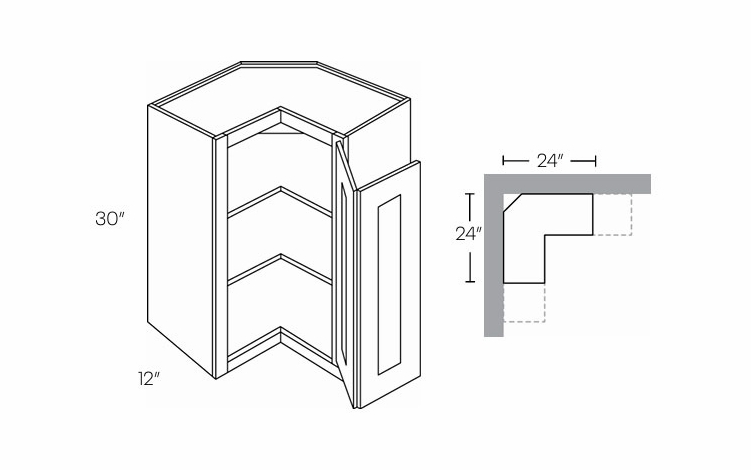 Luxor White WSQ2430: 30" High Corner Wall Cabinet: Assembled Kitchen Cabinets