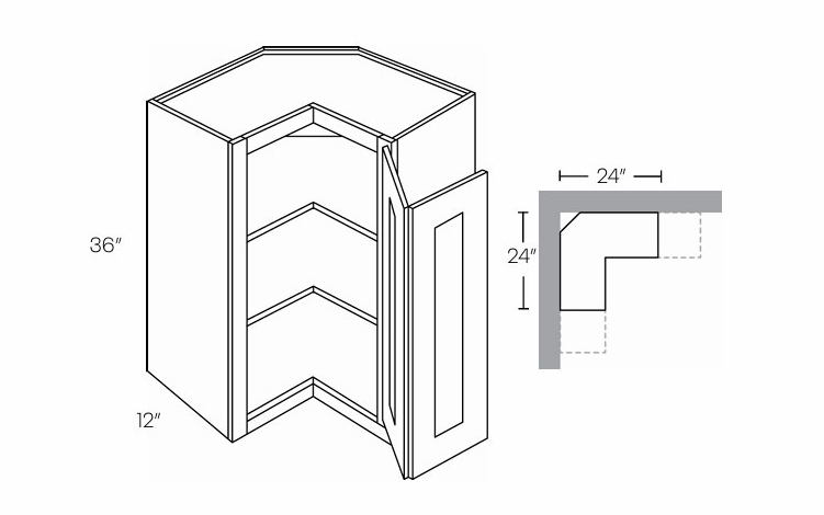 Luxor White WSQ2436: 36" High Corner Wall Cabinet: Assembled Kitchen Cabinets