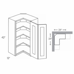 Luxor White WSQ2442: 42" High Corner Wall Cabinet: Assembled Kitchen Cabinets