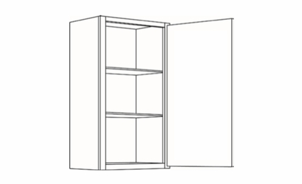 Milano Fossil Grey (Gloss) 1836: Single Door Wall Cabinet: Assembled Kitchen Cabinets
