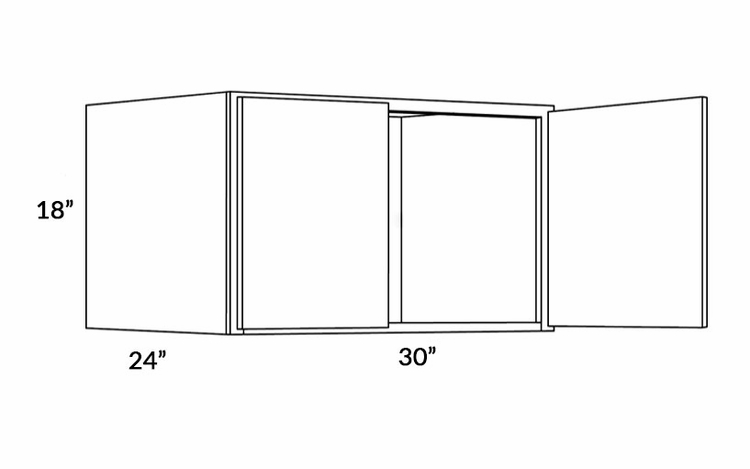 Milano Fossil Grey (Gloss) 3018X24: 24" Deep Wall Cabinet: Assembled Kitchen Cabinets