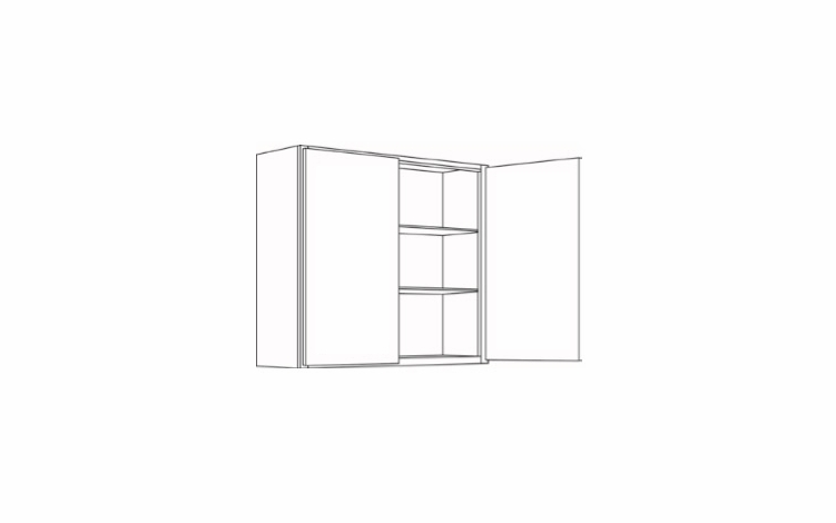 Milano Fossil Grey (Gloss) 3330: Double Door Wall Cabinet: Assembled Kitchen Cabinets