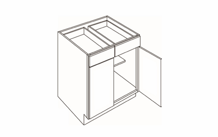 Milano Fossil Grey (Gloss) B36: 2 Door, 2 Drawer Base Cabinet: Assembled Kitchen Cabinets