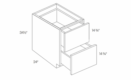 Milano Fossil Grey (Gloss) DB24-2: 2-Drawer Base Cabinet: Assembled Kitchen Cabinets