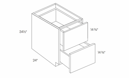 Milano Fossil Grey (Gloss) DB30-2: 2-Drawer Base Cabinet: Assembled Kitchen Cabinets