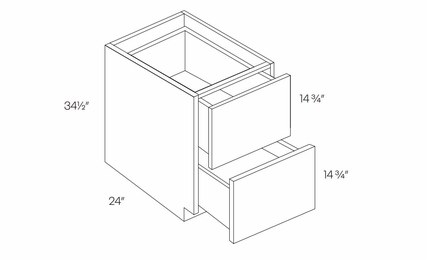 Milano Fossil Grey (Gloss) DB36-2: 2-Drawer Base Cabinet: Assembled Kitchen Cabinets