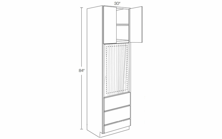Milano Fossil Grey (Gloss) OV3084: Oven Cabinet: Assembled Kitchen Cabinets