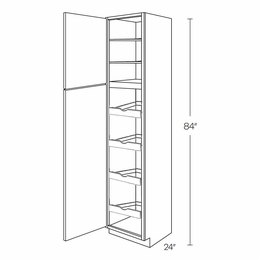Milano Fossil Grey (Gloss) UC1524X84L-POS4: Left Utility Cabinet With 4 Pull Out Shelves: Assembled Kitchen Cabinets