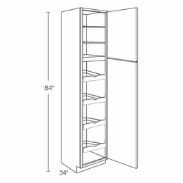 Milano Fossil Grey (Gloss) UC1524X84R-POS4: Right Utility Cabinet With 4 Pull Out Shelves: Assembled Kitchen Cabinets