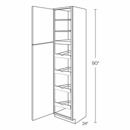 Milano Fossil Grey (Gloss) UC1524X90L-POS4: Left Utility Cabinet With 4 Pull Out Shelves: Assembled Kitchen Cabinets