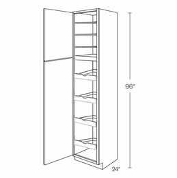 Milano Fossil Grey (Gloss) UC1524X96L-POS4: Left Utility Cabinet With 4 Pull Out Shelves: Assembled Kitchen Cabinets