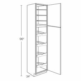 Milano Fossil Grey (Gloss) UC1524X96R-POS4: Right Utility Cabinet With 4 Pull Out Shelves: Assembled Kitchen Cabinets