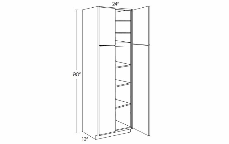 Milano Fossil Grey (Gloss) UC2412X90: Utility Cabinet: Assembled Kitchen Cabinets