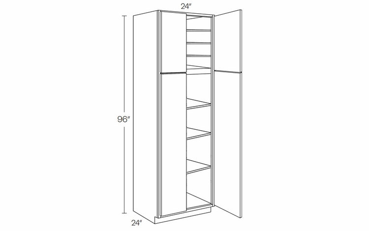 Milano Fossil Grey (Gloss) UC2424X96: Utility Cabinet: Assembled Kitchen Cabinets