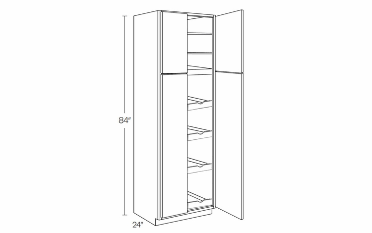 Milano Fossil Grey (Gloss) UC3024X84-POS4: Utility Cabinet With 4 Pull Out Shelves: Assembled Kitchen Cabinets