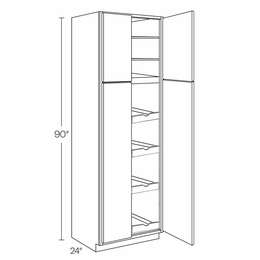 Milano Fossil Grey (Gloss) UC3024X90-POS4: Utility Cabinet With 4 Pull Out Shelves: Assembled Kitchen Cabinets