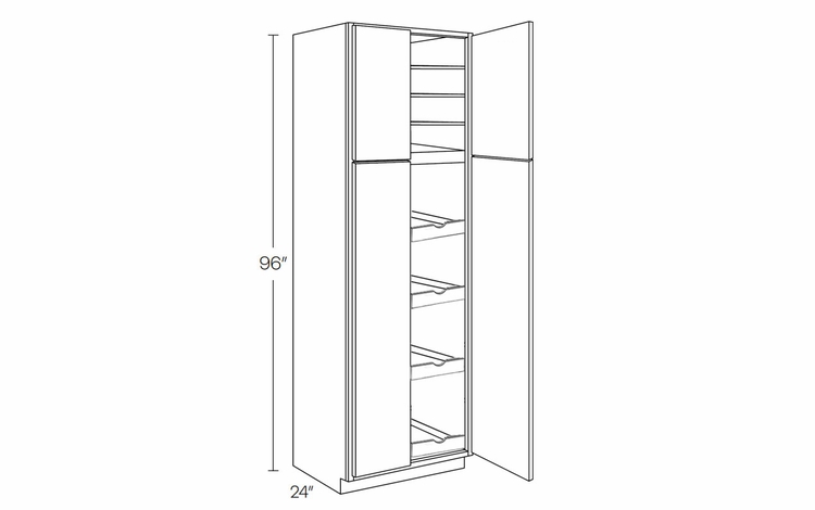 Milano Fossil Grey (Gloss) UC3024X96-POS4: Utility Cabinet With 4 Pull Out Shelves: Assembled Kitchen Cabinets