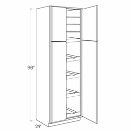 Milano Fossil Grey (Gloss) UC3024X96-POS4: Utility Cabinet With 4 Pull Out Shelves: Assembled Kitchen Cabinets