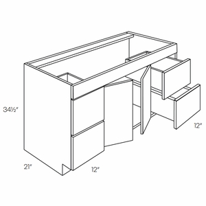 Vanity Base Cabinet With Drawers, Center Sink schemantics image