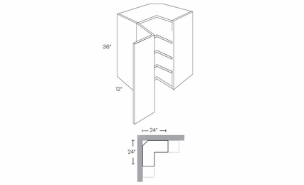 Milano Fossil Grey (Gloss) WSQ2436: Square Corner Wall Cabinet: Assembled Kitchen Cabinets