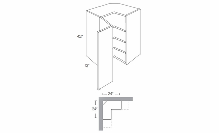 Milano Fossil Grey (Gloss) WSQ2442: Square Corner Wall Cabinet: Assembled Kitchen Cabinets