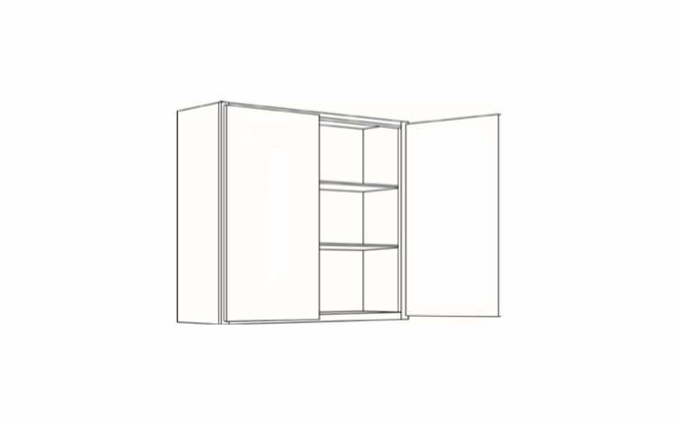 Milano Polar White (Gloss) 2736: Double Door Wall Cabinet: Assembled Kitchen Cabinets