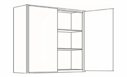 Milano Polar White (Gloss) 2736: Double Door Wall Cabinet: Assembled Kitchen Cabinets